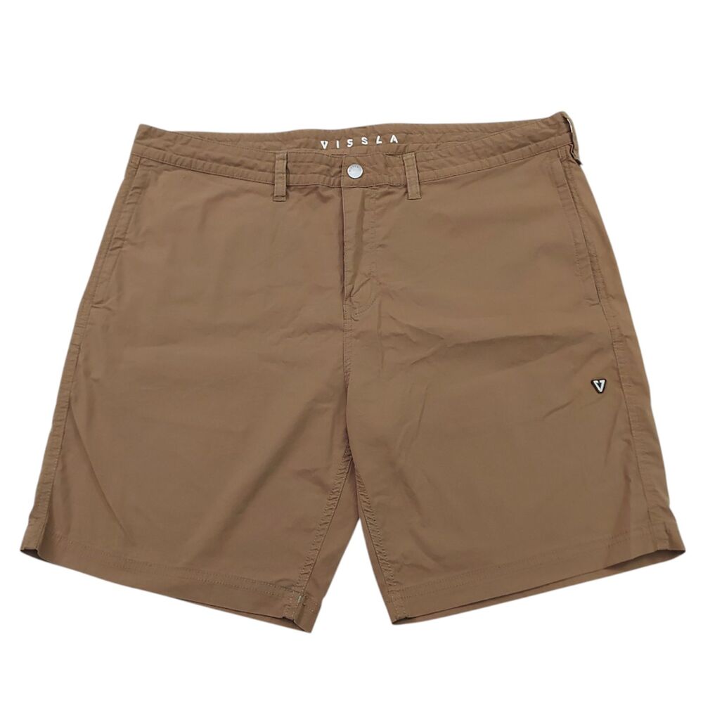 Vissla Shorts Mens 38 Brown Lightweight Flat Front Chino Skater Surf Casual
